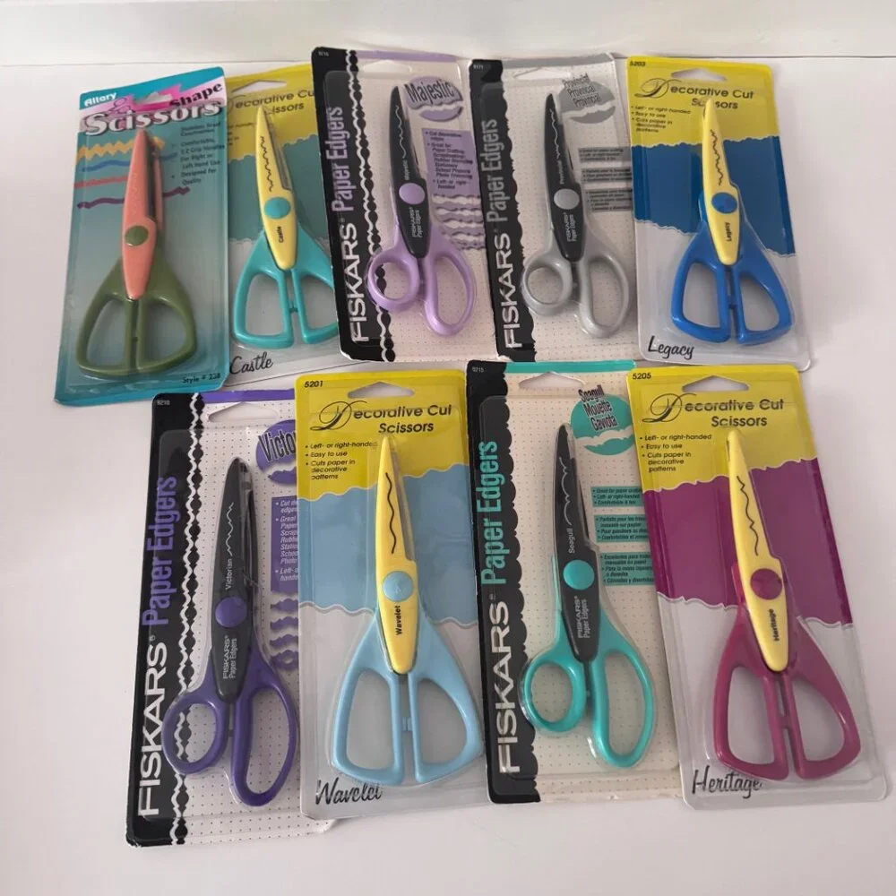 New Fiskars Paper Edgers and Decorative Cut Scissors Lot 9 pair of scissors